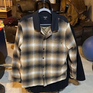 Hurley Black and Tan Plaid Shirt Jacket